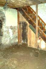 6b Bracken restor - 0038 - stairs are suspended  after floor excavated  - 20020619.jpg